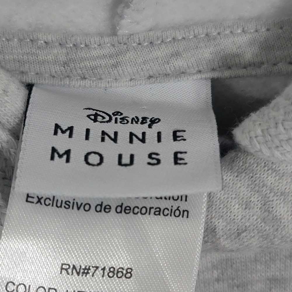 Disney • Heather Gray Minnie Mouse Embroidered Face Hooded Sweatshirt - Picture 4 of 6